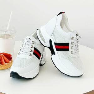 [브리치]  /  소가죽 코르 시스루 키높이 스니커즈 6.5cm