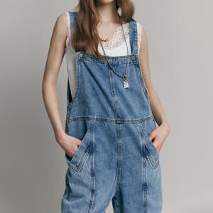[마쟈] 내추럴 워싱 데님 오버롤 팬츠