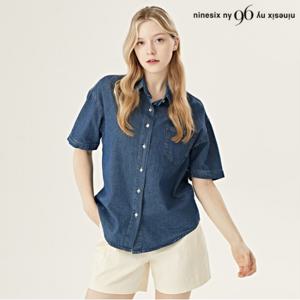 정상가:69,000원 | 데일리 카라넥 버튼업 반팔 데님 셔츠 (NO1BA027L0)
