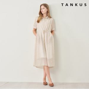 정상가:89,000원 ㅣ 다이아몬드 패턴 허리 끈 카라 반팔 원피스 (TX2OP019L0)