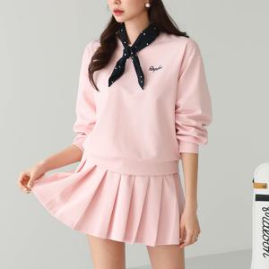 [피핀] [패턴퀸 GOLF] 자수레터링 스카프 티셔츠 속바지 스커트 셋업 #96351