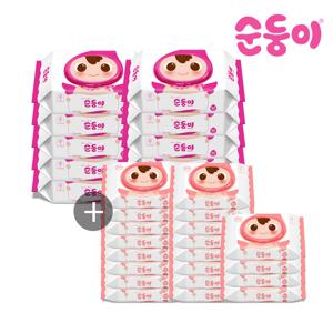 [세트]  아기물티슈 베이직 캡 80매 10팩+휴대캡 20매 20팩 (BC-01+cB-com)