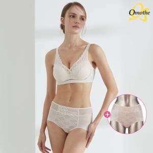 [1세트+팬티추가1종]  빅사이즈 프리미엄 텐셀 풀커버 노와이어 브라팬티 3종 세트/아이보리
