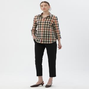 [닥스 여성] [[24SS]] DLSH4BE21W3 [BEST]브라운 하우스체크 울혼방 7부소매 셔츠