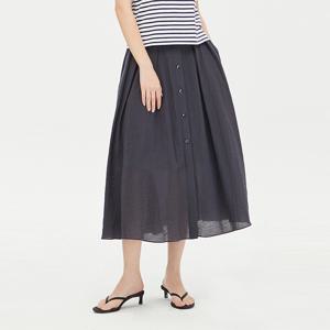 노바 버튼 플레어 스커트_SASK43431NY