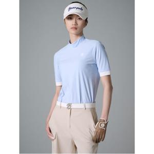 여성 트리코트 반팔 하이넥 티셔츠  스카이 블루(BJ4542NA1Q)