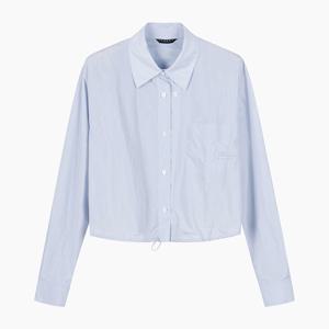 크런치 허리스트링 크롭 셔츠_SAWS32531BL