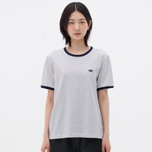 볼륨로고 스트라이프 링거 티셔츠 [IVORY]