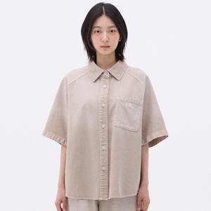 빈티지 워싱 오버핏 반팔 셔츠 [BEIGE]