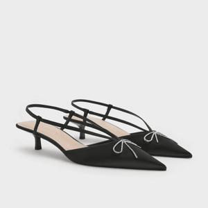 리사이클 폴리에스터 크리스털-보우 키튼-힐 슬링백 펌프스_2colors CK1-61900006