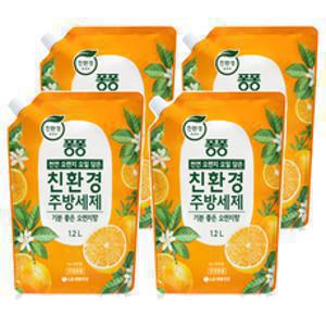퐁퐁 친환경 주방세제 오렌지향 리필, 1.2L, 4개