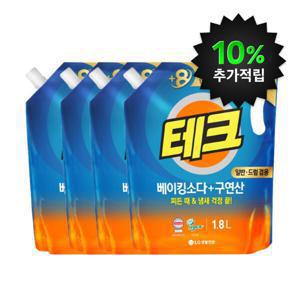 테크 베이킹소다+구연산 액체세제 일반/드럼 겸용 1.8L 4개