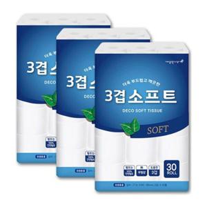 깨끗한나라 3겹 소프트 데코 27m30롤 x 3팩