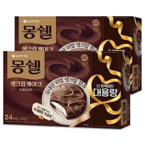 롯데 몽쉘 생크림케이크 카카오 816g 24개입 2개