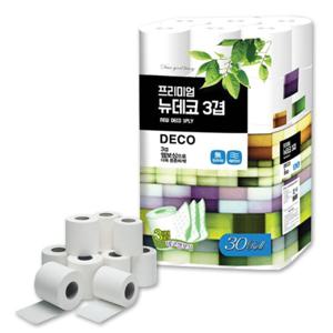 알지오제지 프리미엄 뉴데코 25m 30롤 화장지 화장실용 집들이