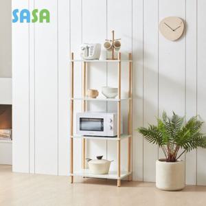 사사가구 이지라운드 원목 선반 렌지대 수납장 화이트 4단