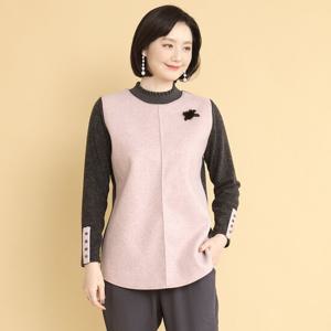 애비뉴투지 엄마옷 소매 포인트 브로치 반폴라 블라우스 B01201