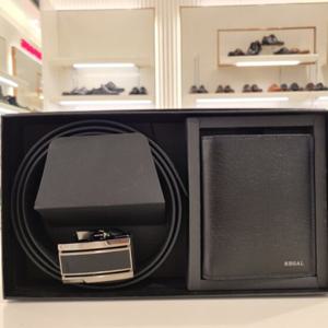 금강제화 랜드로바 남성 SHOWA9004MREGF1 블랙 지갑 벨트 세트