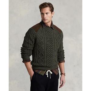 폴로 랄프 로렌 남성 스웨이드 패치 아란 울 스웨터(MNPOSWE16820920300)