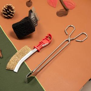 BUCK703 석쇠그릴 브러쉬 대+BBQ 청소솔+숯집게 대 3P 세트