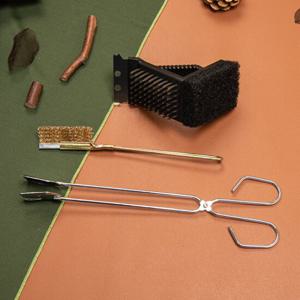 BUCK703 석쇠그릴 브러쉬 소+BBQ 청소솔+숯집게 소 3P 세트