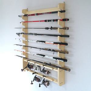 아름데코 원목 낚시대 거치대-벽걸이형 2단-8구