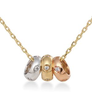 [비앤비골드] 14K 삼색 큐빅링 체인 목걸이 NPN34082