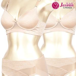 [비너스 자스민] 실키 멜란지 노와이어 브라팬티세트 jbp1283