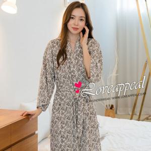 [러브어필] 국산 실크느낌 브라운플라워 여자 로브가운(WSG9555)