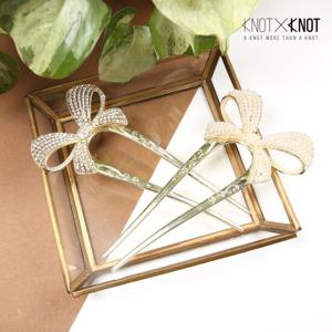 [KNOTXKNOT] 스타일리쉬 빅리본 메탈 진주 앤 크리스탈 비녀핀