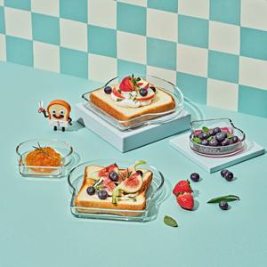 글라스락X브레드이발소 브레드 식빵접시 2+2
