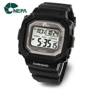 네파 NEPA 스퀘어 월드타임 방수 스포츠 남성 전자 군인시계
