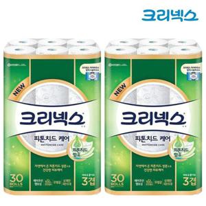 [땡큐온]크리넥스 엠보싱 피톤치드케어 3겹 27M 30롤 x2팩
