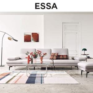 [에싸] 로마노 4인 스윙기능 리브 패브릭 소파+스툴