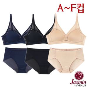 [자스민by비너스]A~F컵 풀컵 노와이어 메쉬무빙몰드브라팬티2종(JB1290)75A-85F