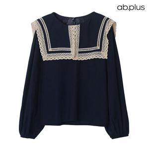[ab.plus] 넥자수 포인트 긴팔 블라우스 (LSX1MB47A)