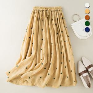 [유니제이] 레렝 도트 밴딩 플레어 스커트