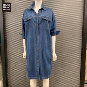 뱅뱅 HC04 봄 여성7부소매 롱 데님 남방 원피스 NSLD21