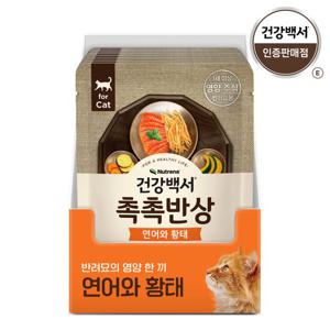 건강백서 고양이 촉촉반상 연어와 황태 80g x 10팩 습식사료