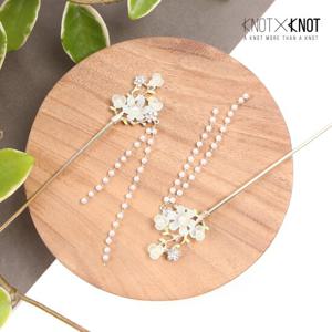 [KNOTXKNOT] 민트 글래스 플라워 드롭 비녀핀