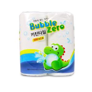 버블제로 키친타월 100매x2롤 키친타올 핸드타올 주방타월 주방