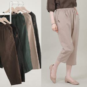 애비뉴투지 엄마옷 정감 린넨 마 단추 여름 배기 긴바지 P07332