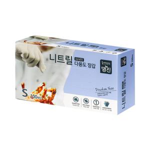 명진 니트릴 다용도 장갑 S 100매 화이트 / 무분말형
