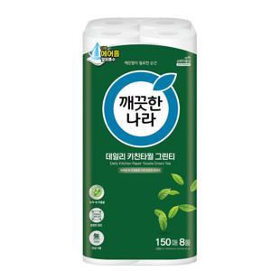 깨끗한나라 데일리 키친타올 그린티 150매 8롤