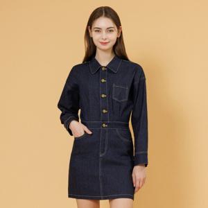 [르샵] 카라 패치 포켓 백 밴딩 데님 미니 원피스 SN2DO406