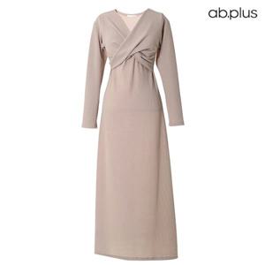 [ab.plus] 브이넥 랩스타일 포인트 롱 원피스 (LSX3MO43A)