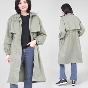 애비뉴투지 엄마옷 야상 허리끈 트렌치 봄 가을 롱 점퍼 J09360