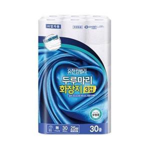 유한킴벌리)두루마리화장지 무형광 3겹 25mX30롤 청소 클리너