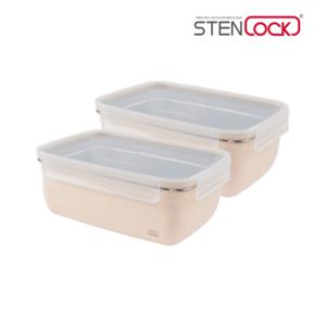 [스텐락]스텐락 컬러 밀폐용기 직사각 8호 2600ml x2개