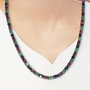 [블루케이] 루비에메랄드 원석 목걸이231108-22탄생석